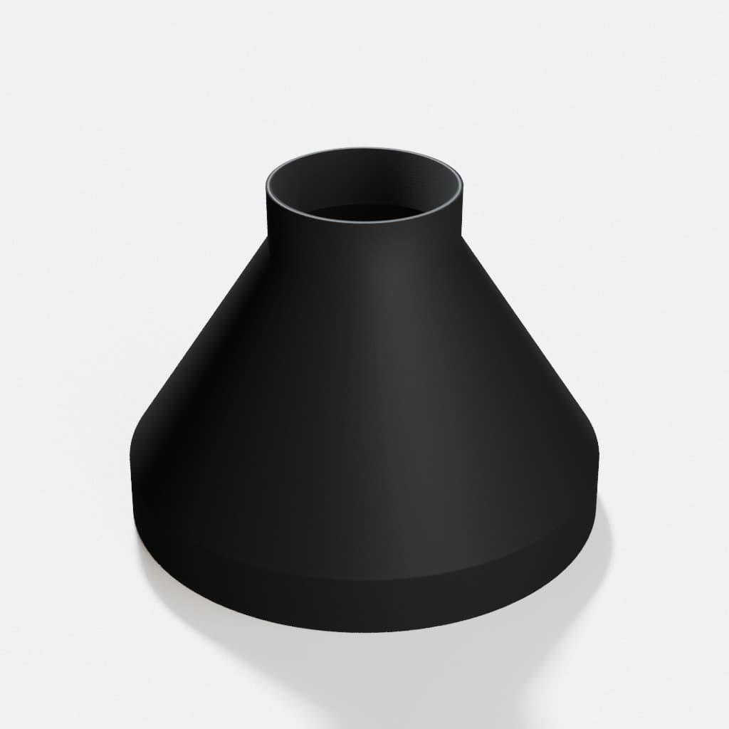 8 inch to 3 inch Dust Collection Reducer, product render in Black