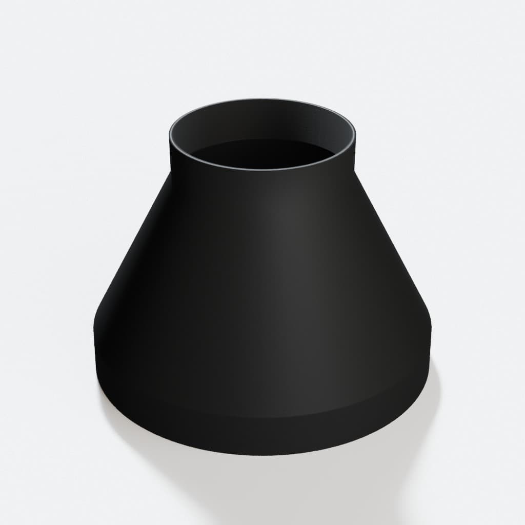 8 inch to 4 inch Dust Collection Reducer, product render in Black