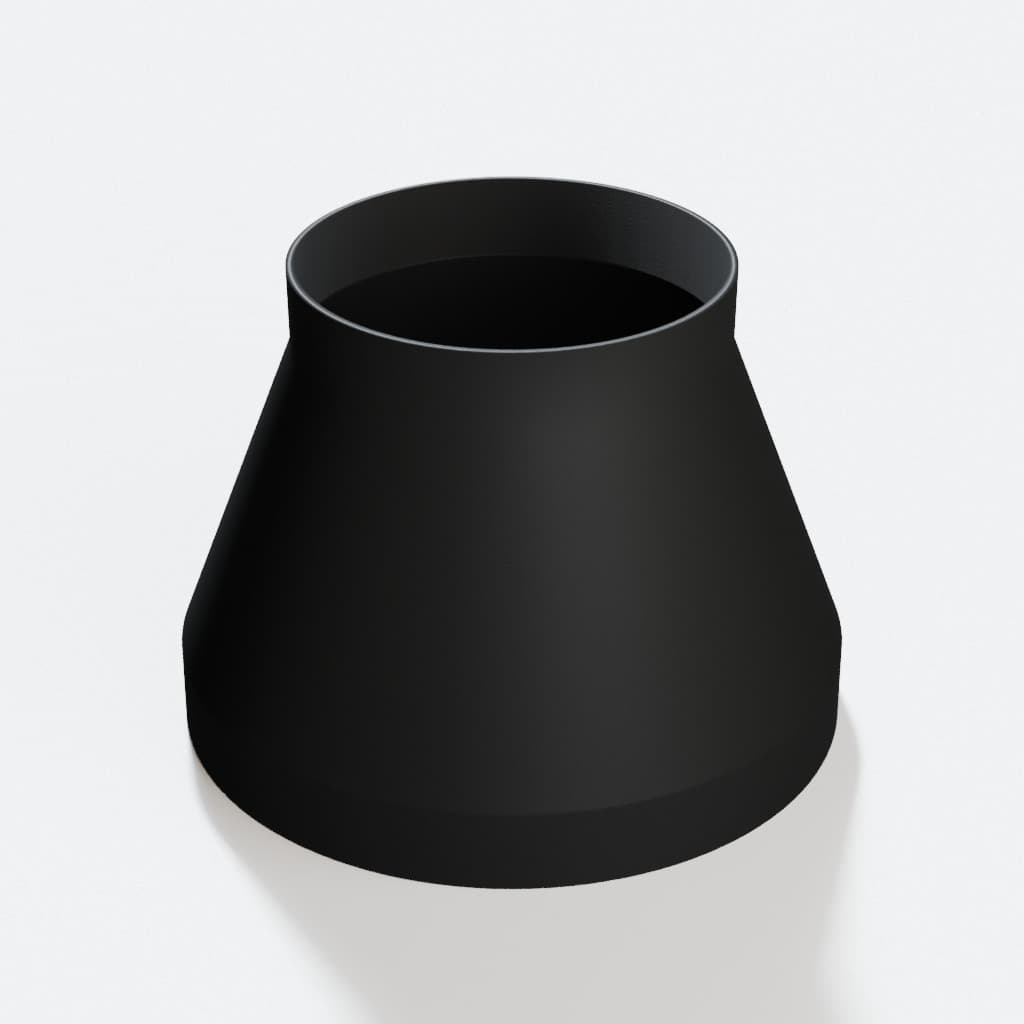 8 inch to 5 inch Dust Collection Reducer, product render in Black