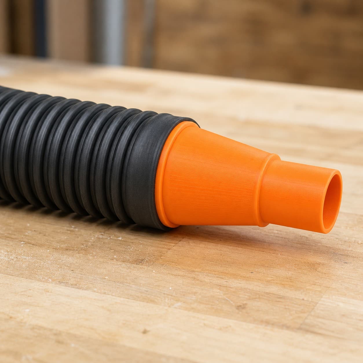 The 9404 dust adapter connected to a plain shop vac hose
