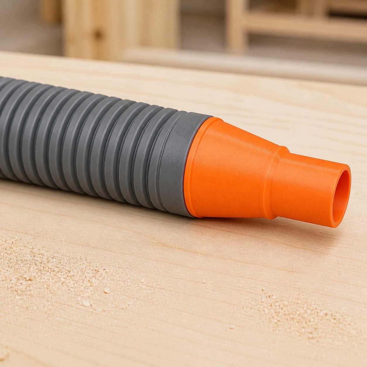 The 9404 dust adapter connected to a plain shop vac hose