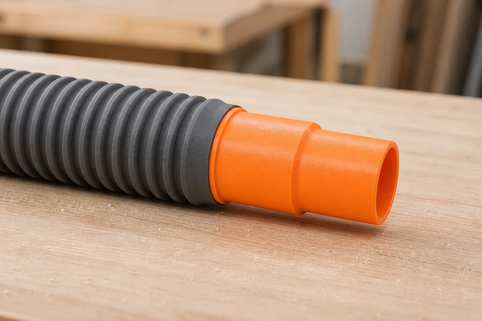 The Origin dust adapter connected to a plain shop vac hose