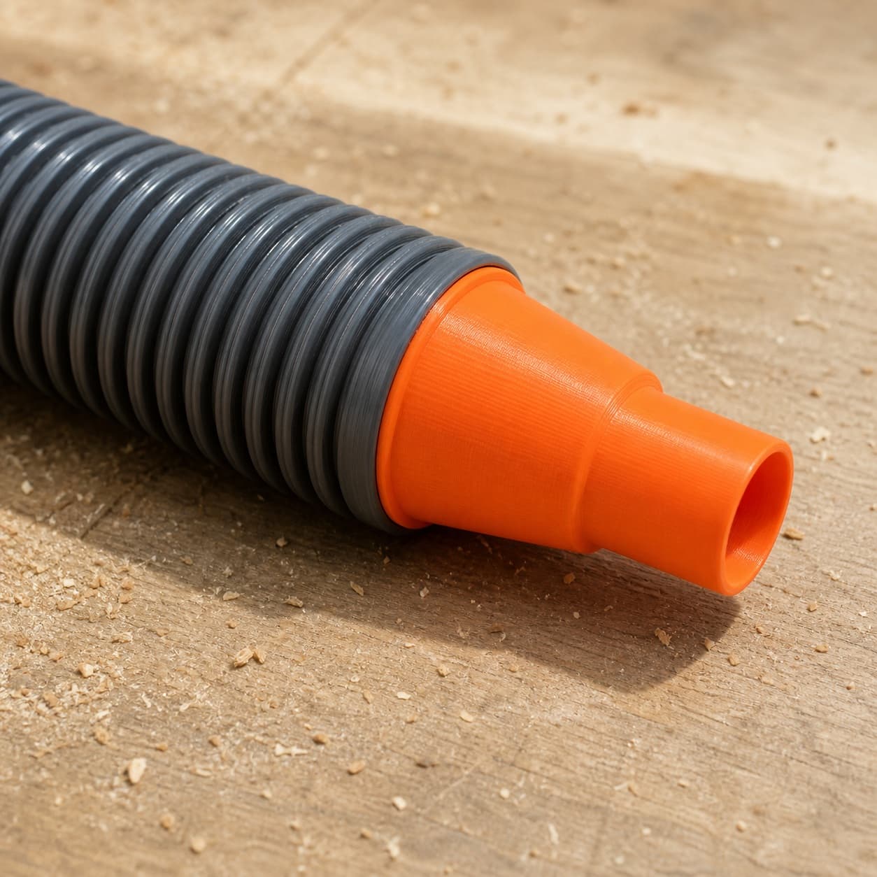 The KS120 dust adapter connected to a plain shop vac hose