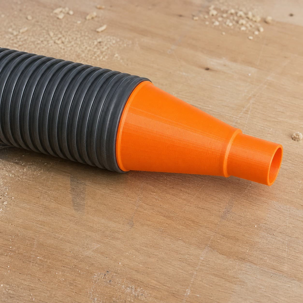 The 574174 dust adapter connected to a plain shop vac hose