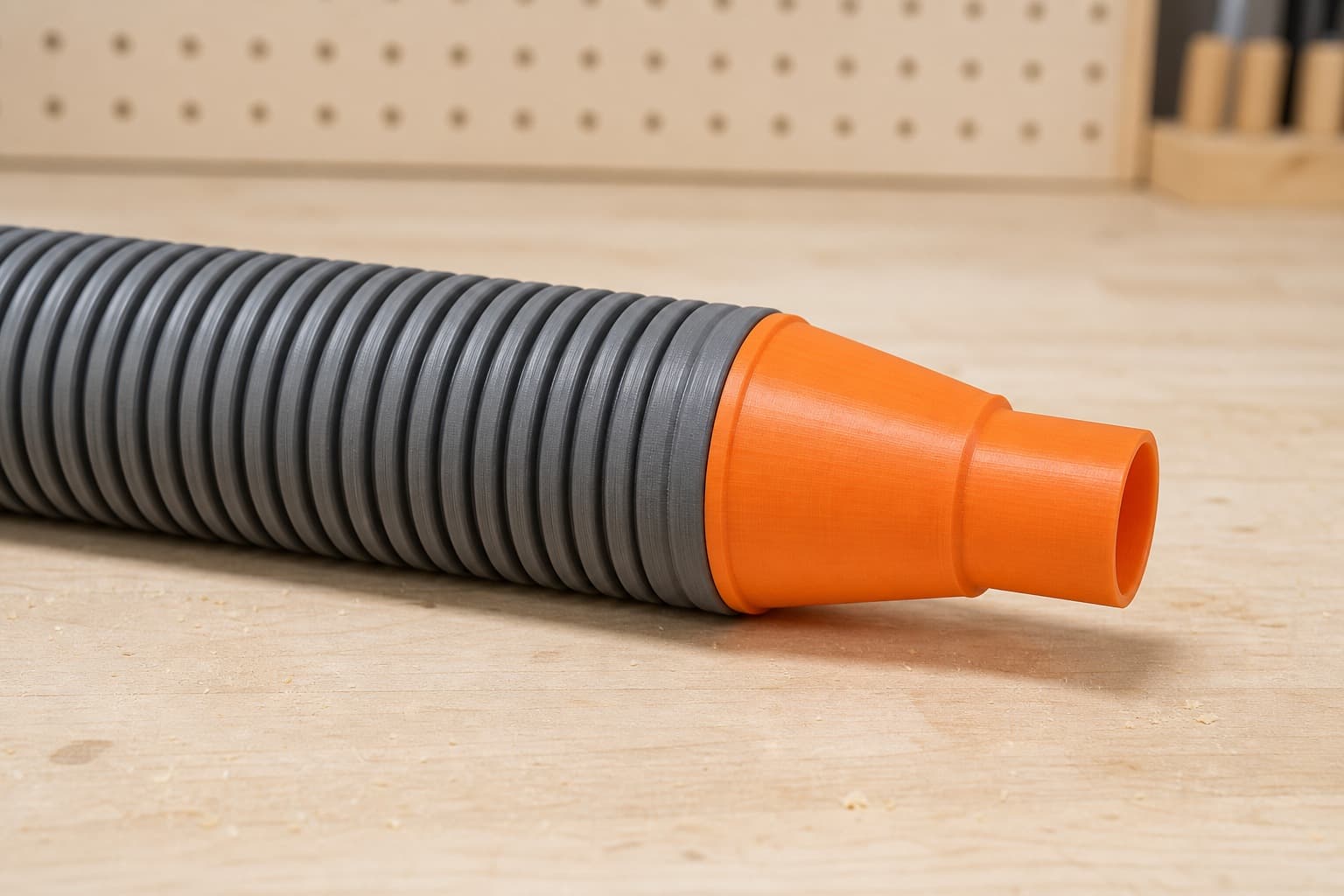 The 2723-20 dust adapter connected to a plain shop vac hose