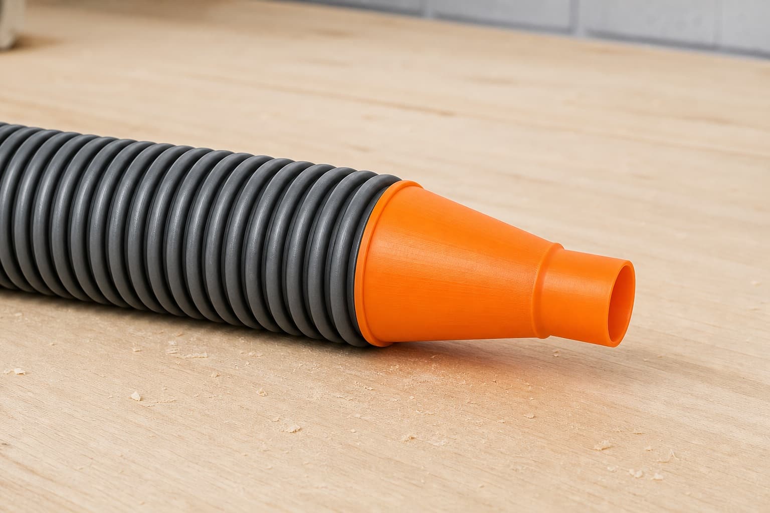 The 2723-20 dust adapter connected to a plain shop vac hose