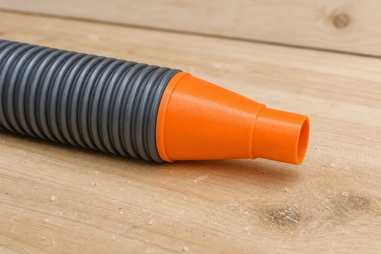 The DCW600B dust adapter connected to a plain shop vac hose