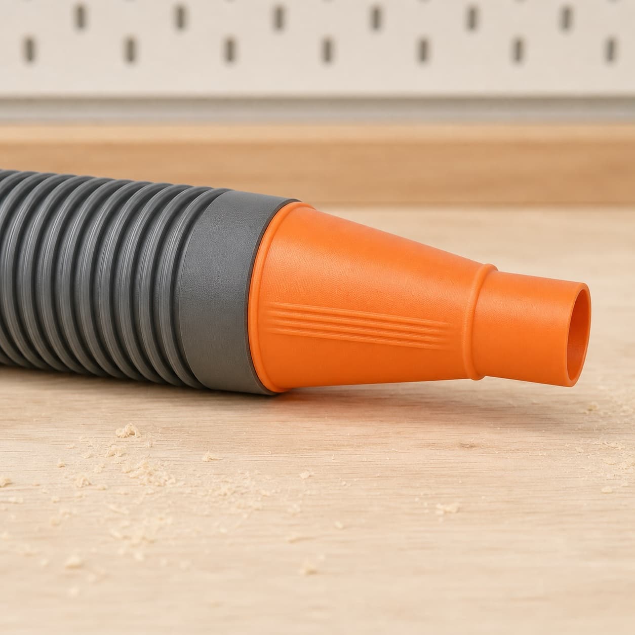 The DCW600B dust adapter connected to a plain shop vac hose