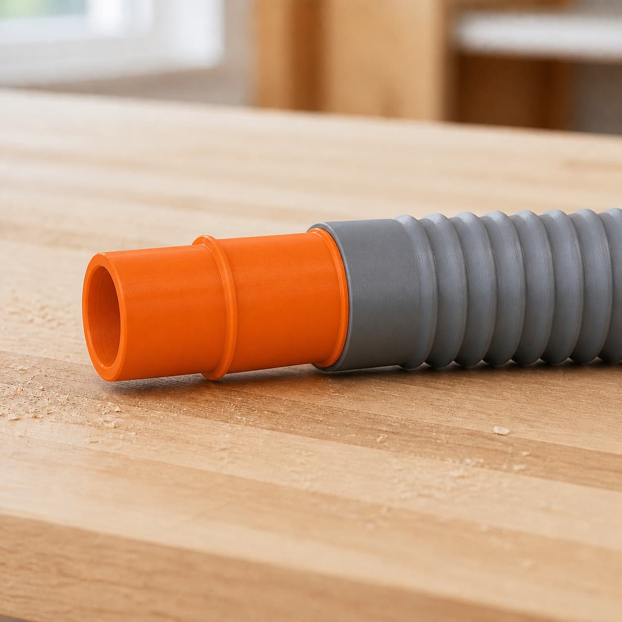 The 2731-20 dust adapter connected to a plain shop vac hose