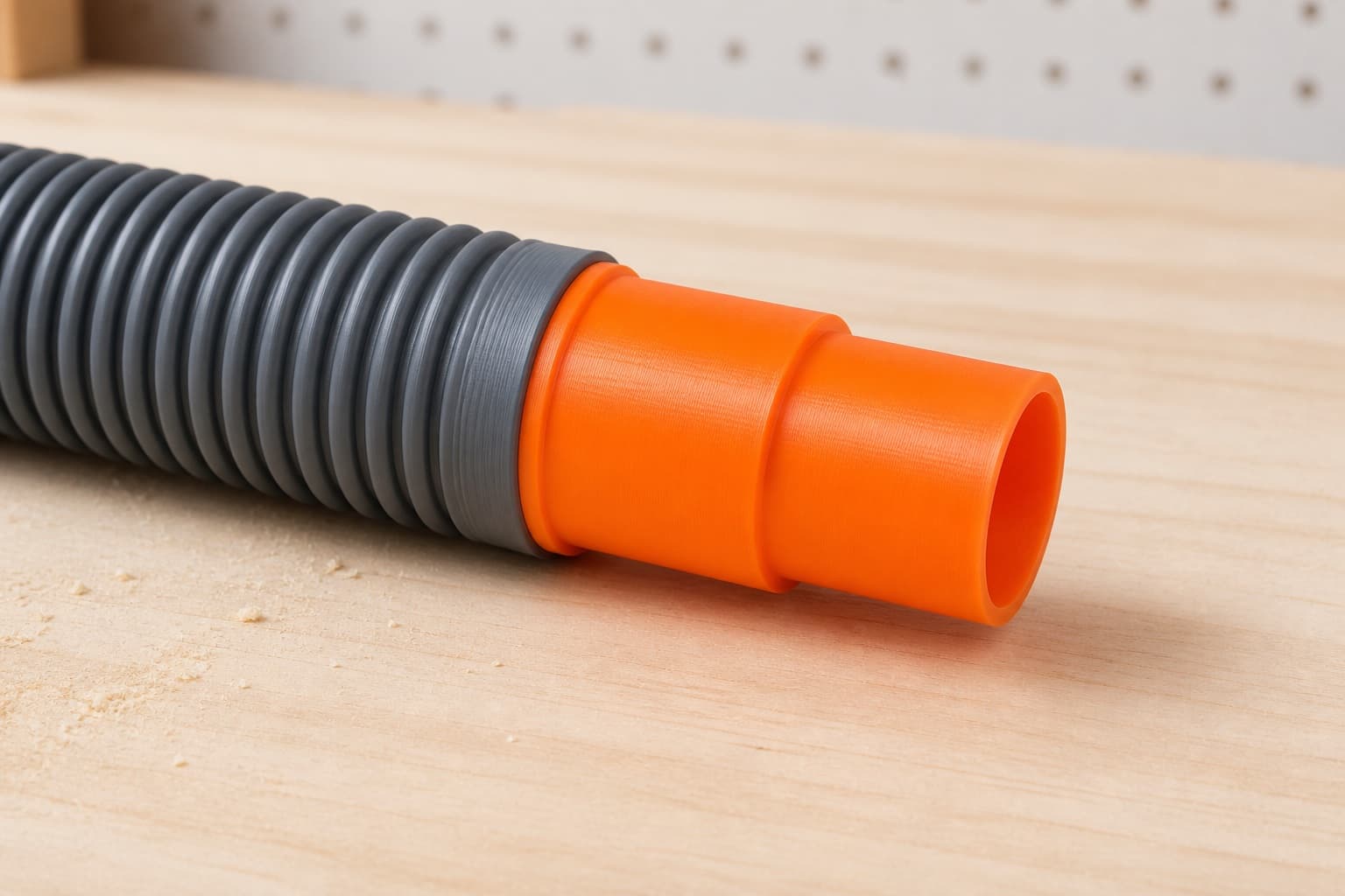 The CMCS550B dust adapter connected to a plain shop vac hose