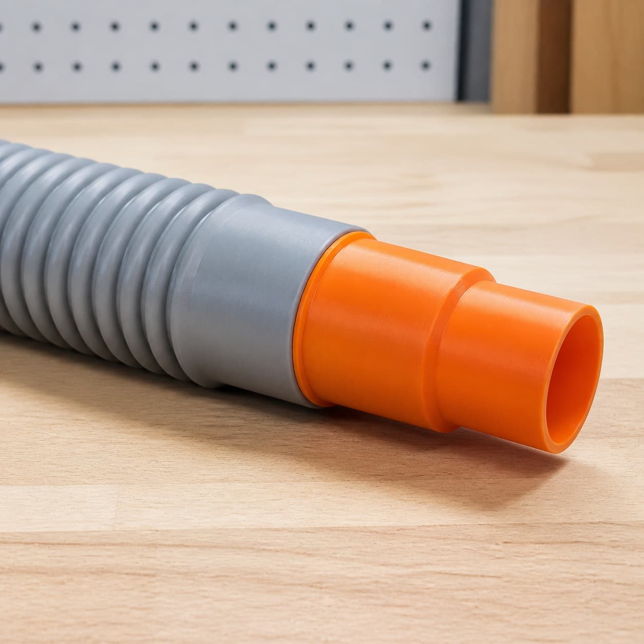The 2737-20 dust adapter connected to a plain shop vac hose