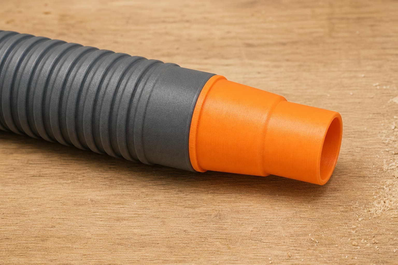 The DCS334B dust adapter connected to a plain shop vac hose