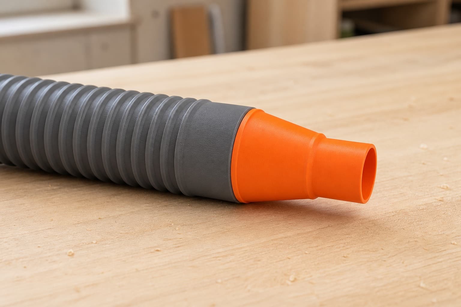 The R8832 dust adapter connected to a plain shop vac hose