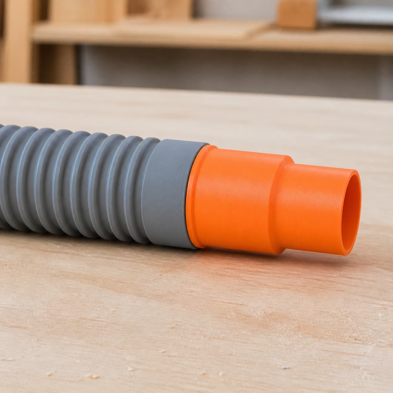 The XTR01Z dust adapter connected to a plain shop vac hose