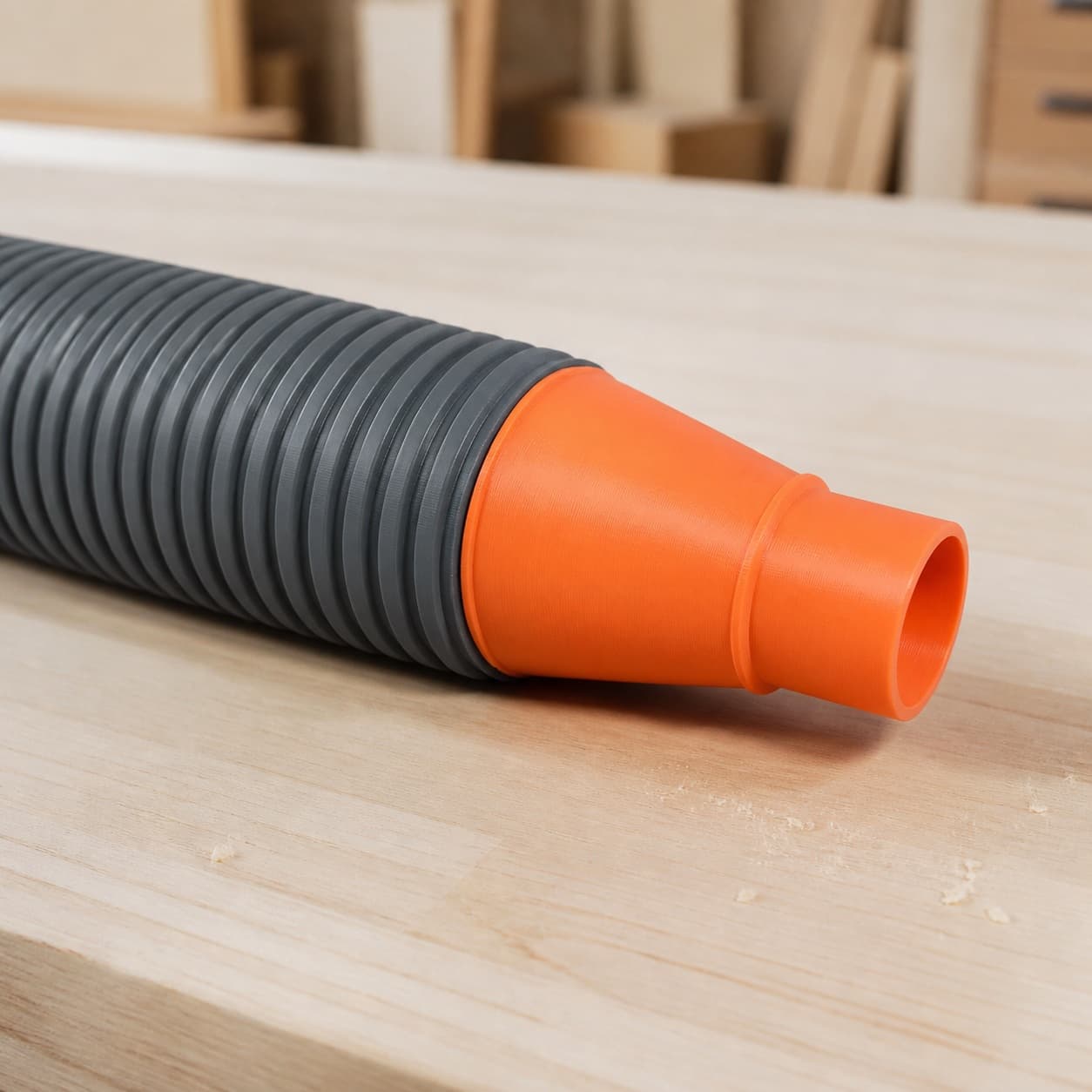 The DWS682K dust adapter connected to a plain shop vac hose