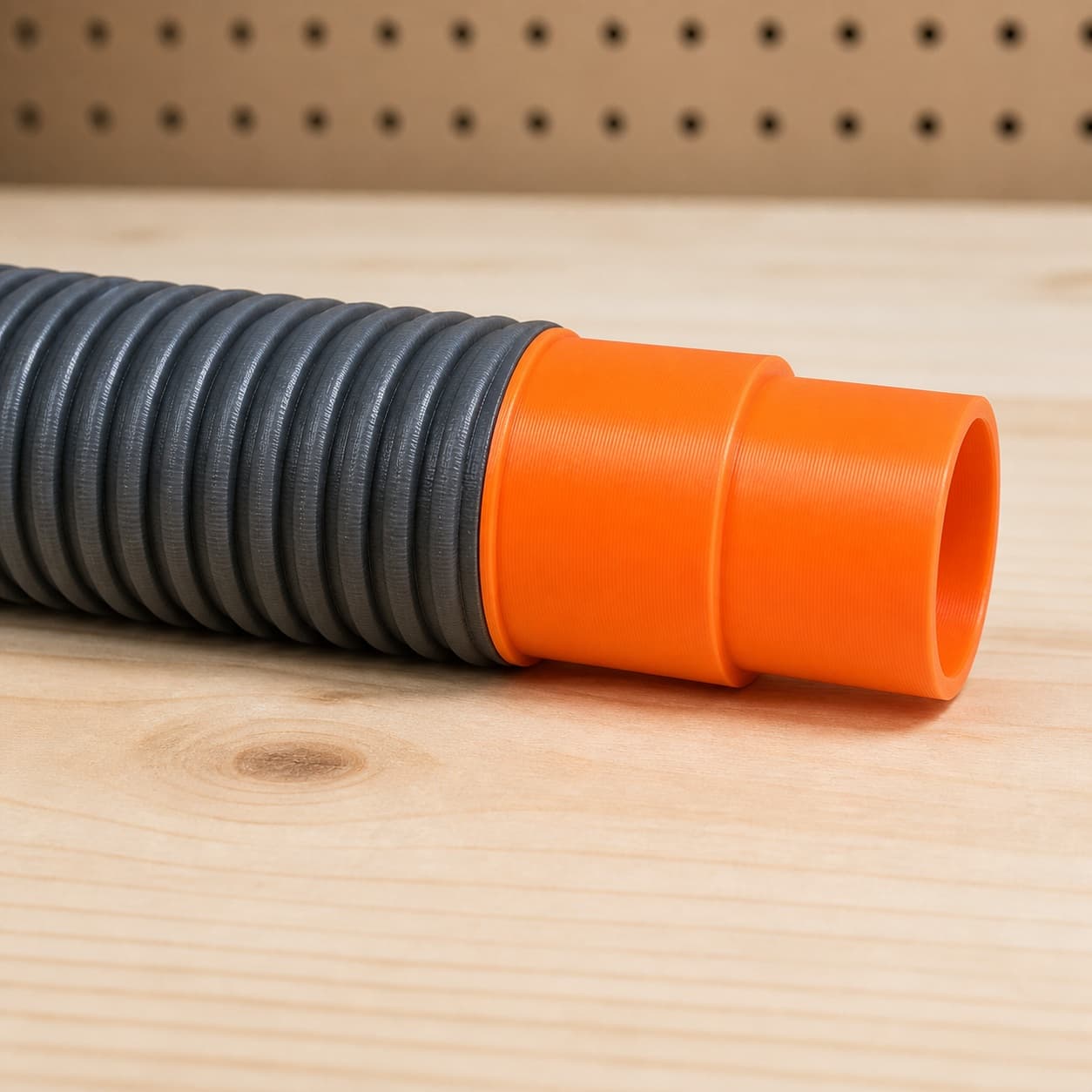 The PTS01 dust adapter connected to a plain shop vac hose