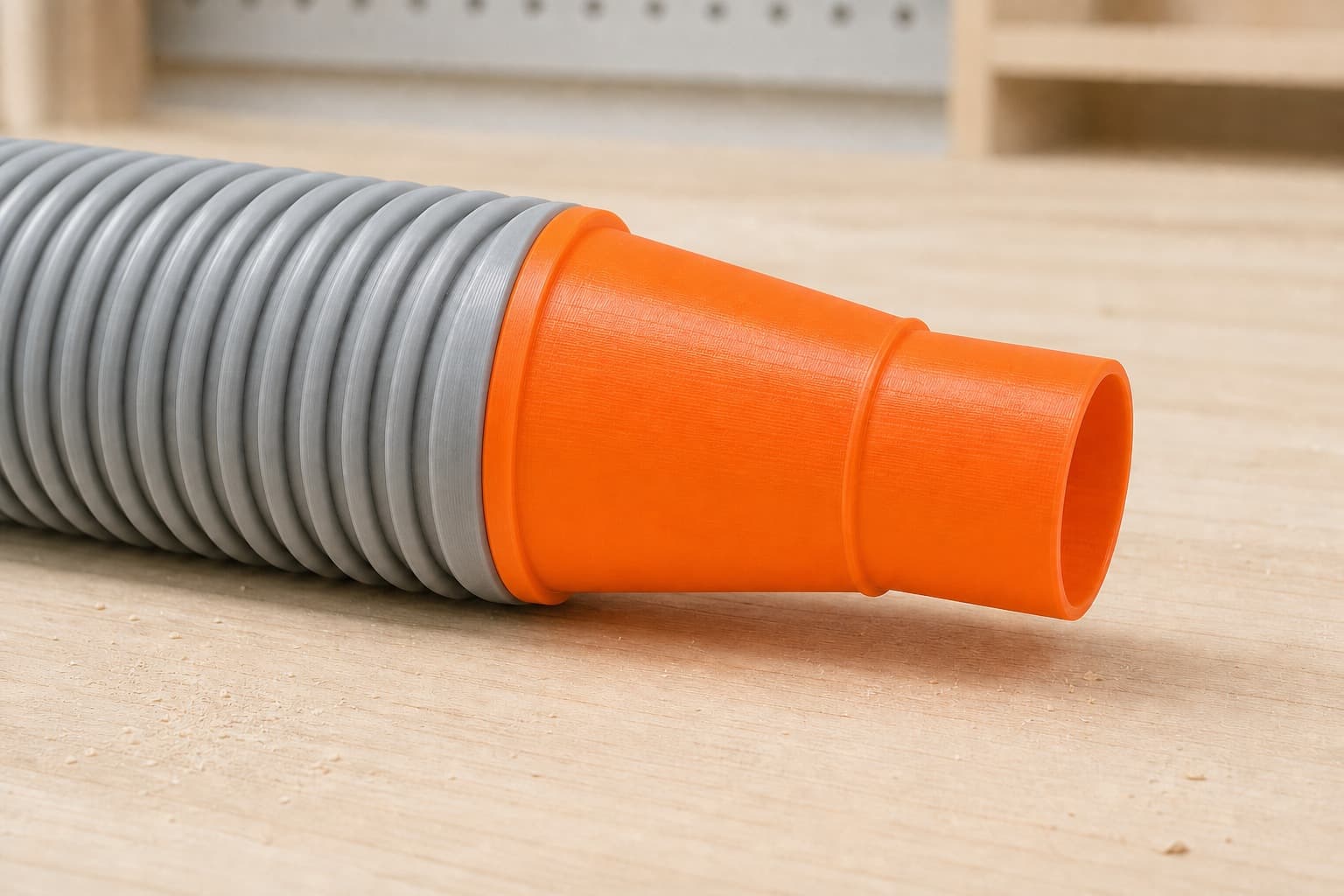 The DWS713 dust adapter connected to a plain shop vac hose