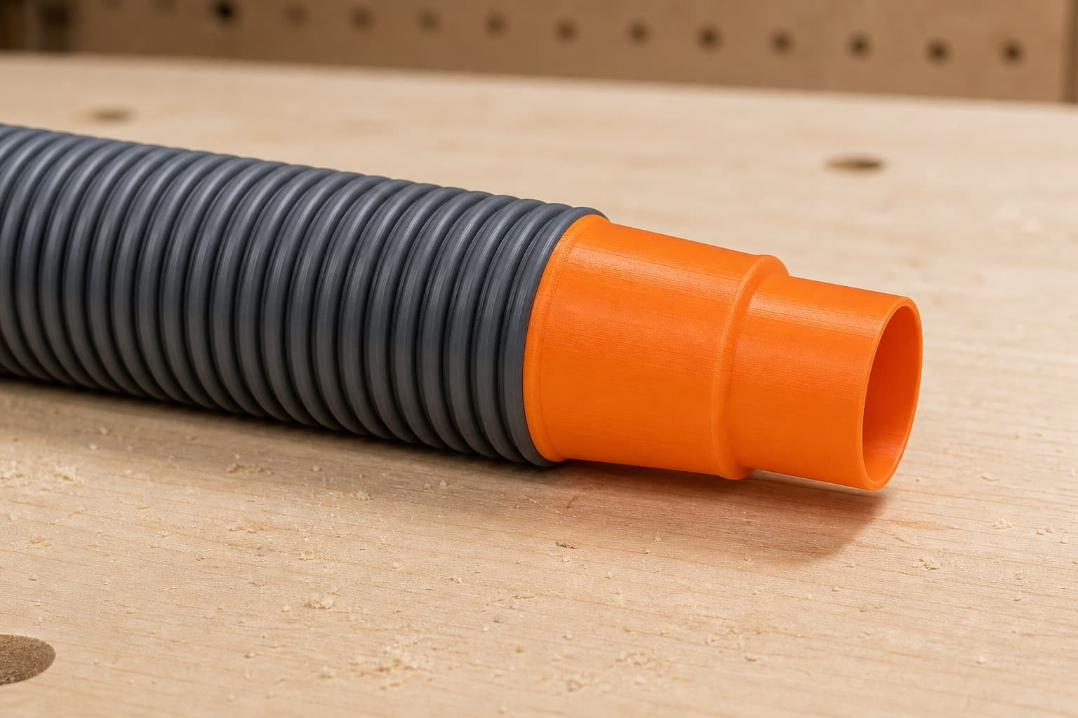 The 50-114 dust adapter connected to a plain shop vac hose