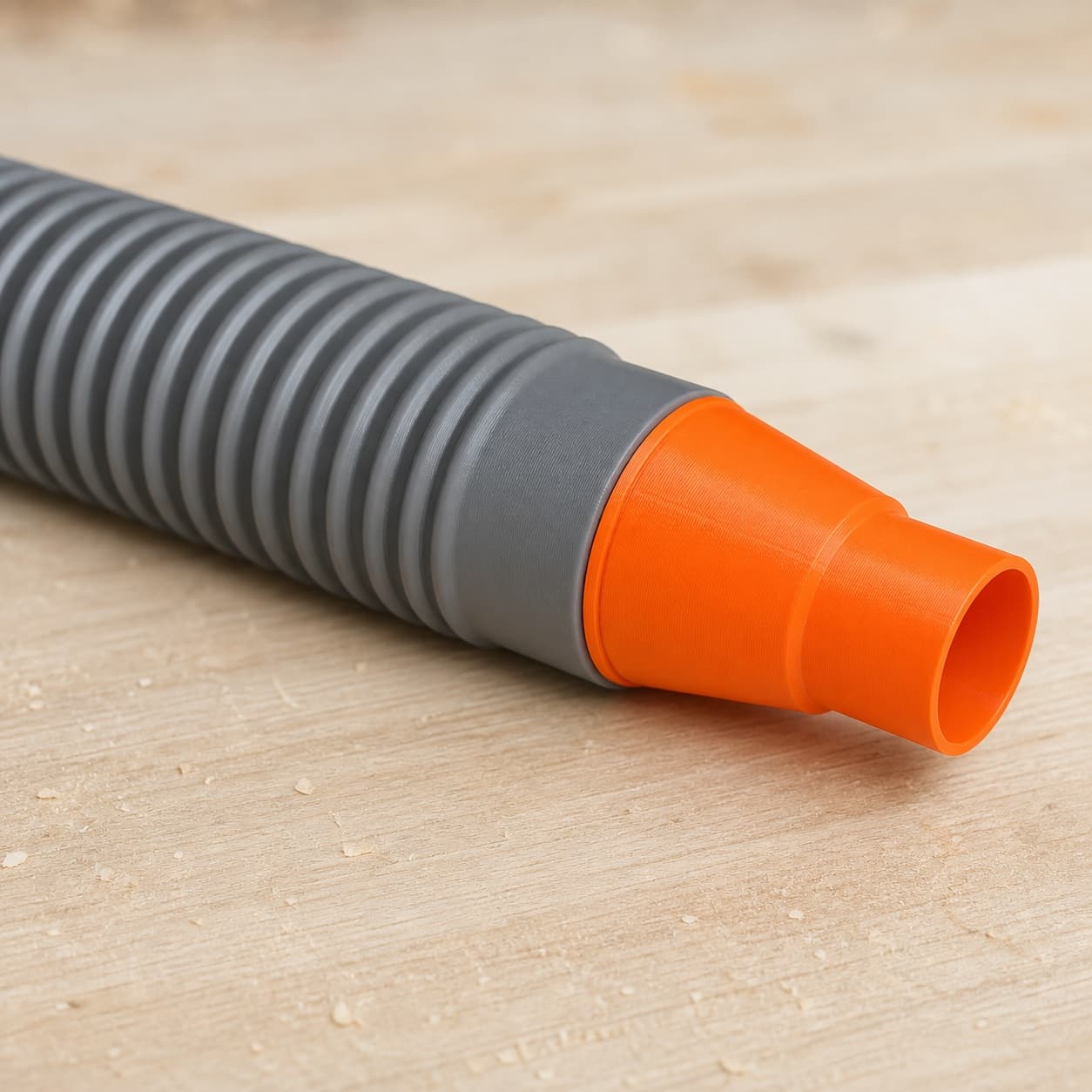 The GET75 dust adapter connected to a plain shop vac hose