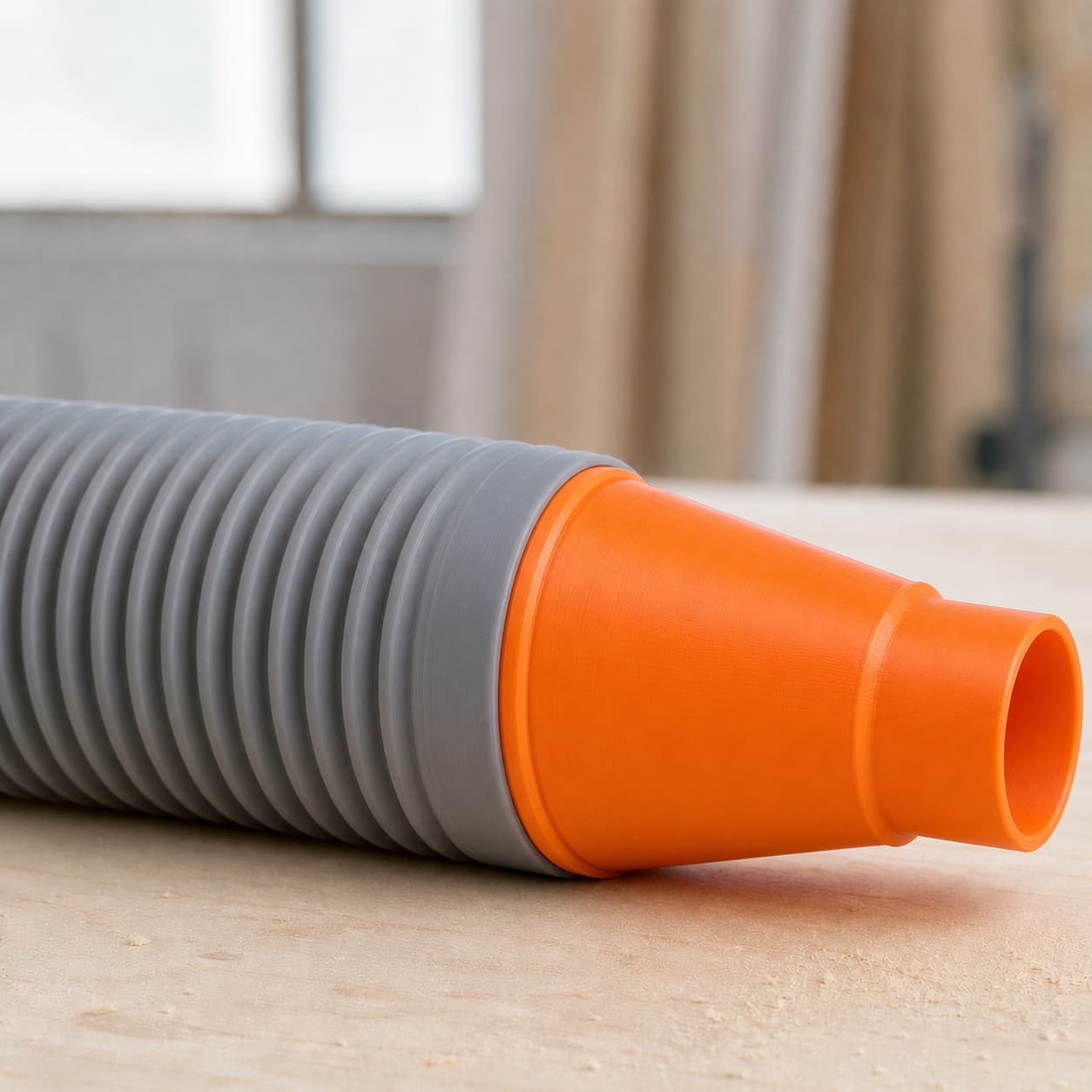 The 50-114 dust adapter connected to a plain shop vac hose