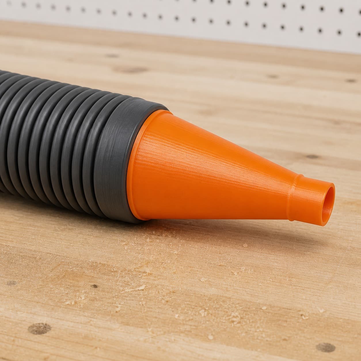 The DSP600 dust adapter connected to a plain shop vac hose