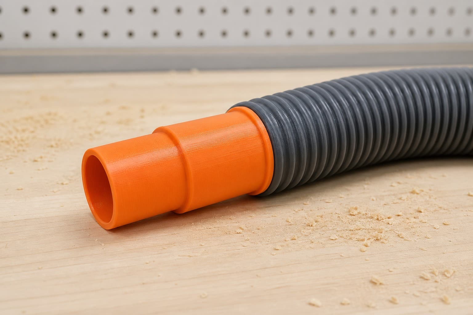 The XSH06Z dust adapter connected to a plain shop vac hose