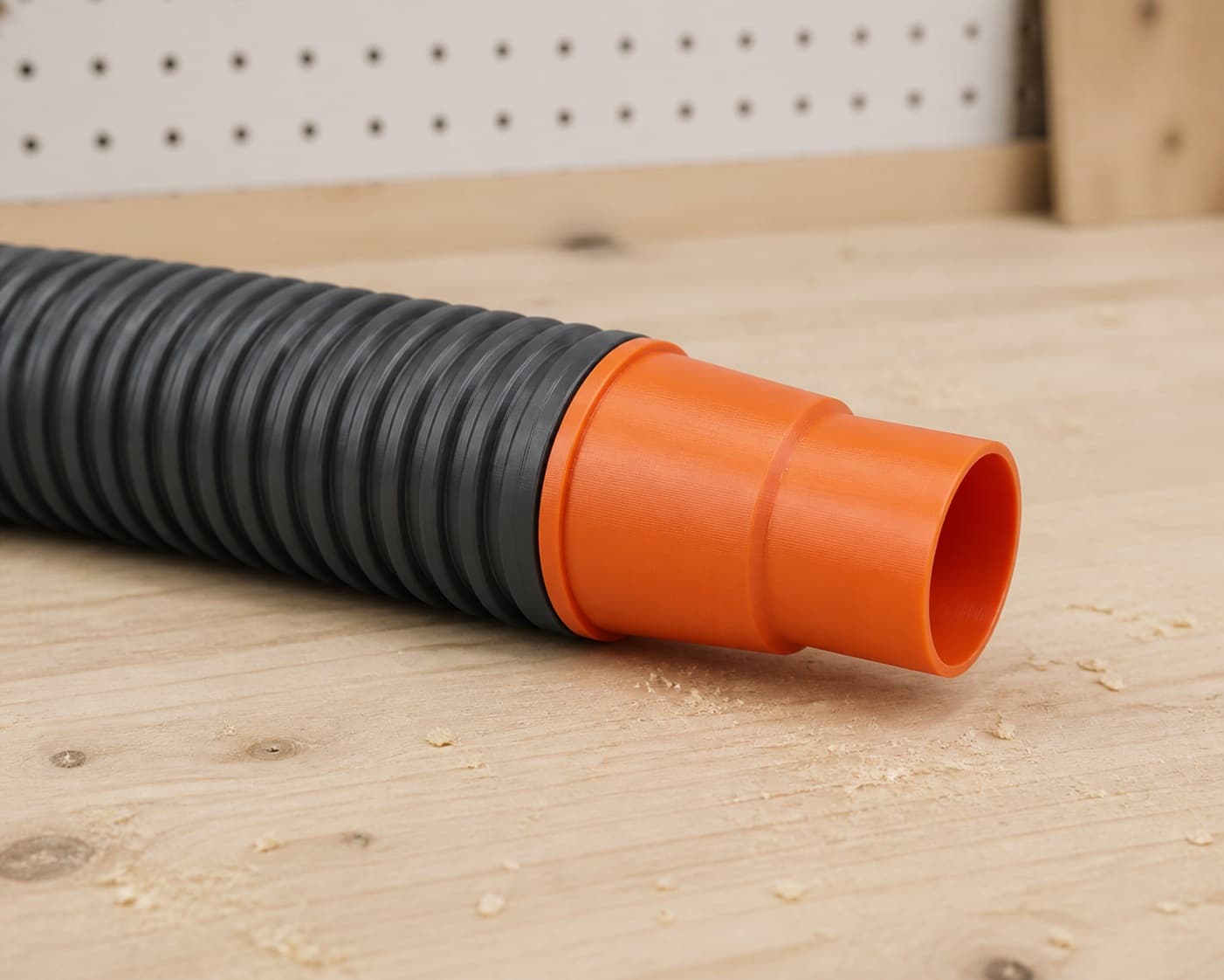 The DCS335B dust adapter connected to a plain shop vac hose