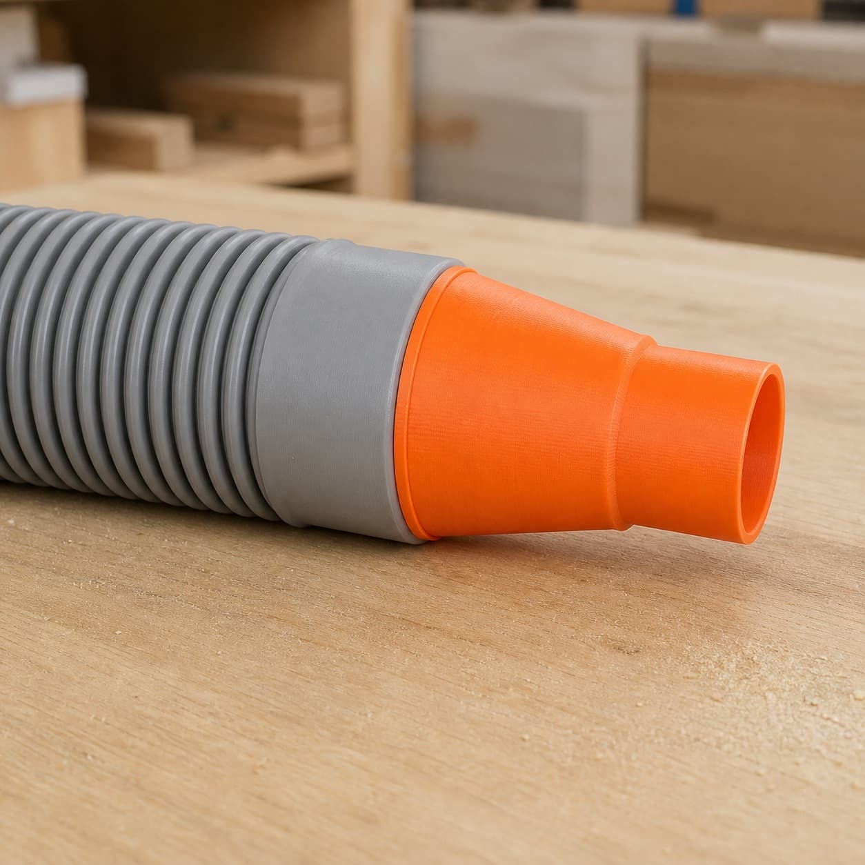 The 3386-01 dust adapter connected to a plain shop vac hose