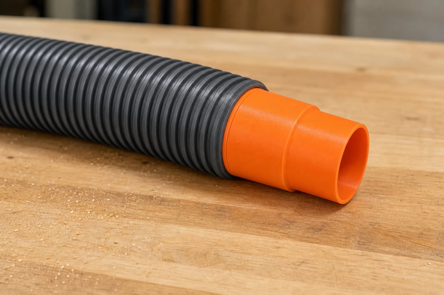 The KGS 216 M dust adapter connected to a plain shop vac hose