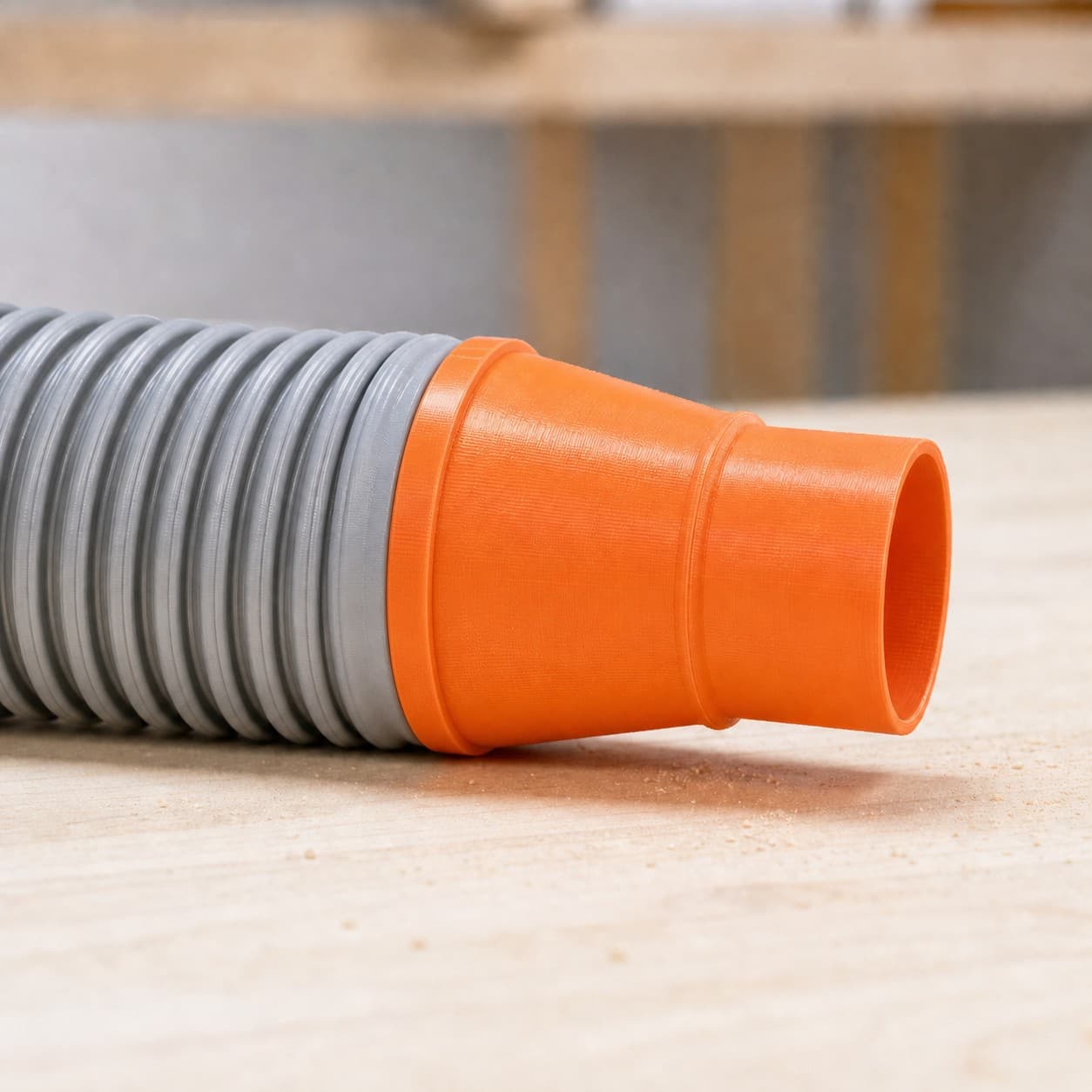 The KGS 216 M dust adapter connected to a plain shop vac hose