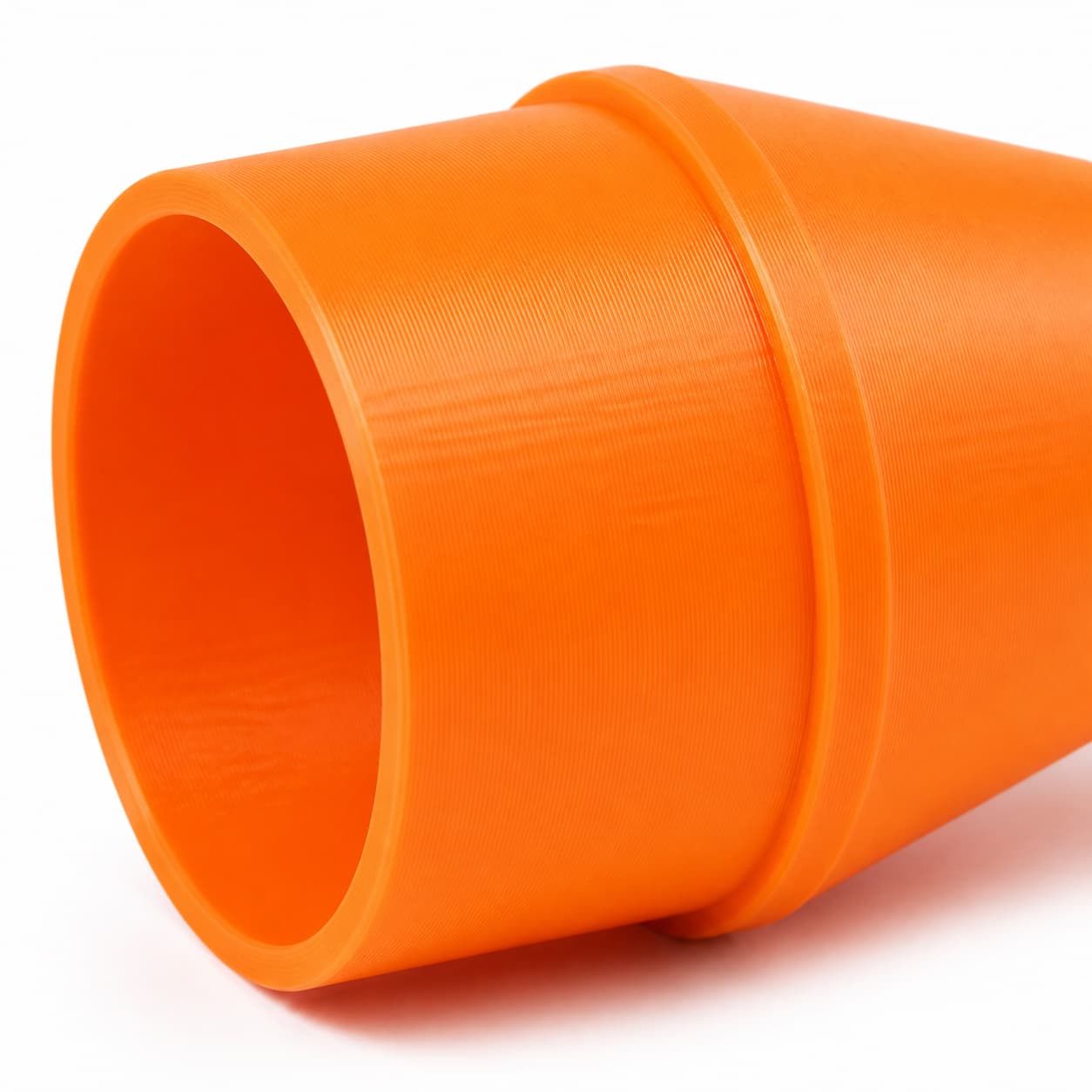 A close view of the dust adapter opening, about 57.15 mm across