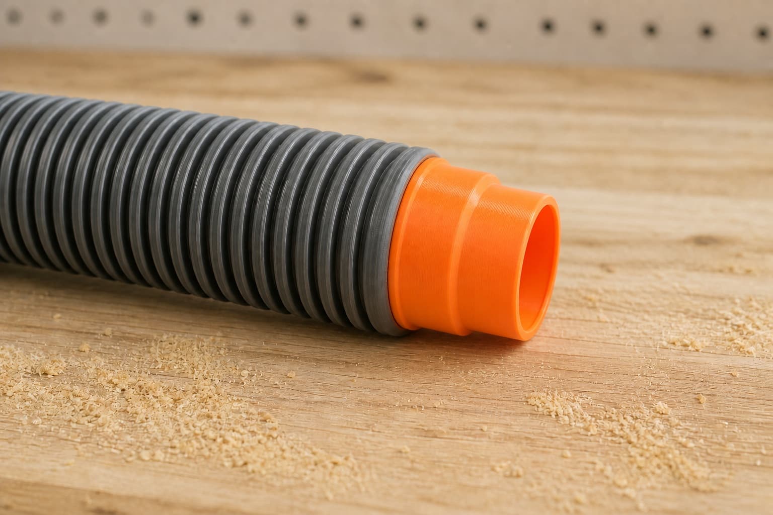 The GCM12SD dust adapter connected to a plain shop vac hose