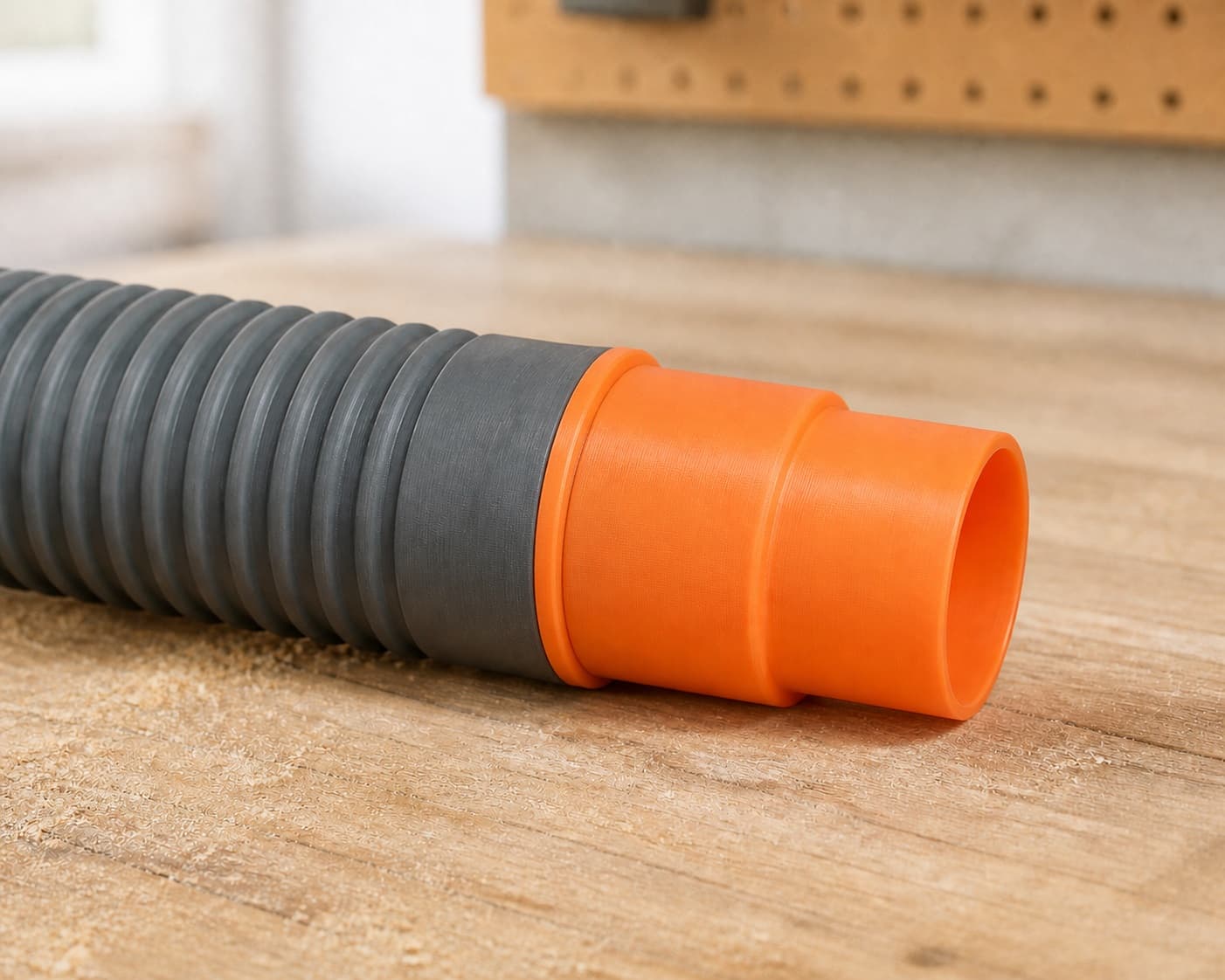 The KP0810 dust adapter connected to a plain shop vac hose