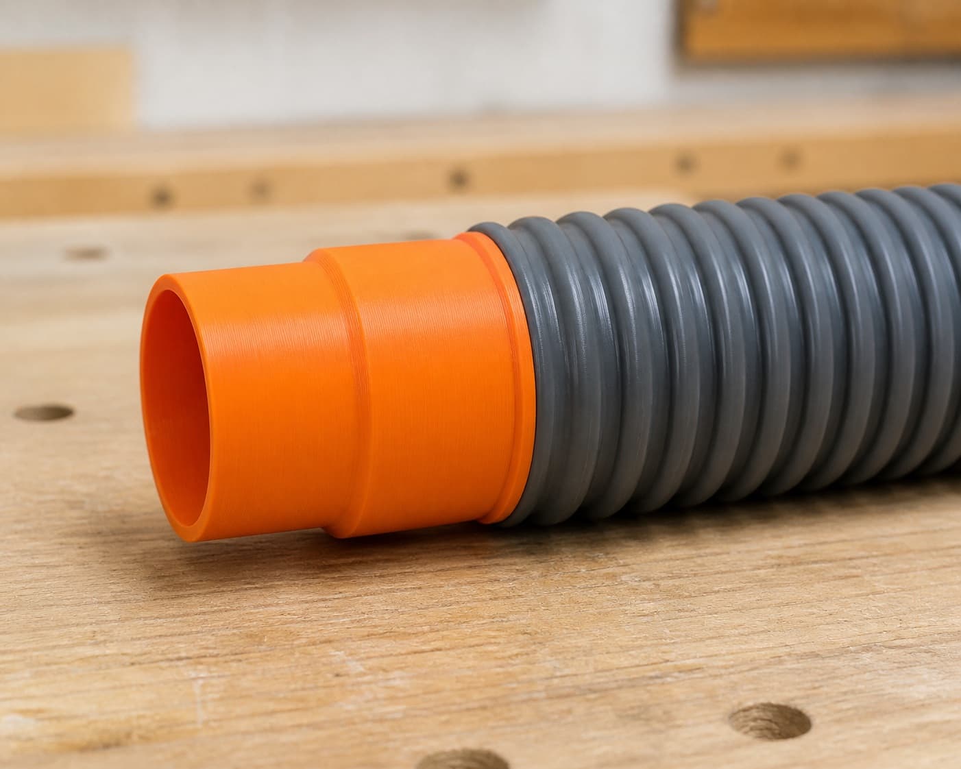 The 58862 dust adapter connected to a plain shop vac hose