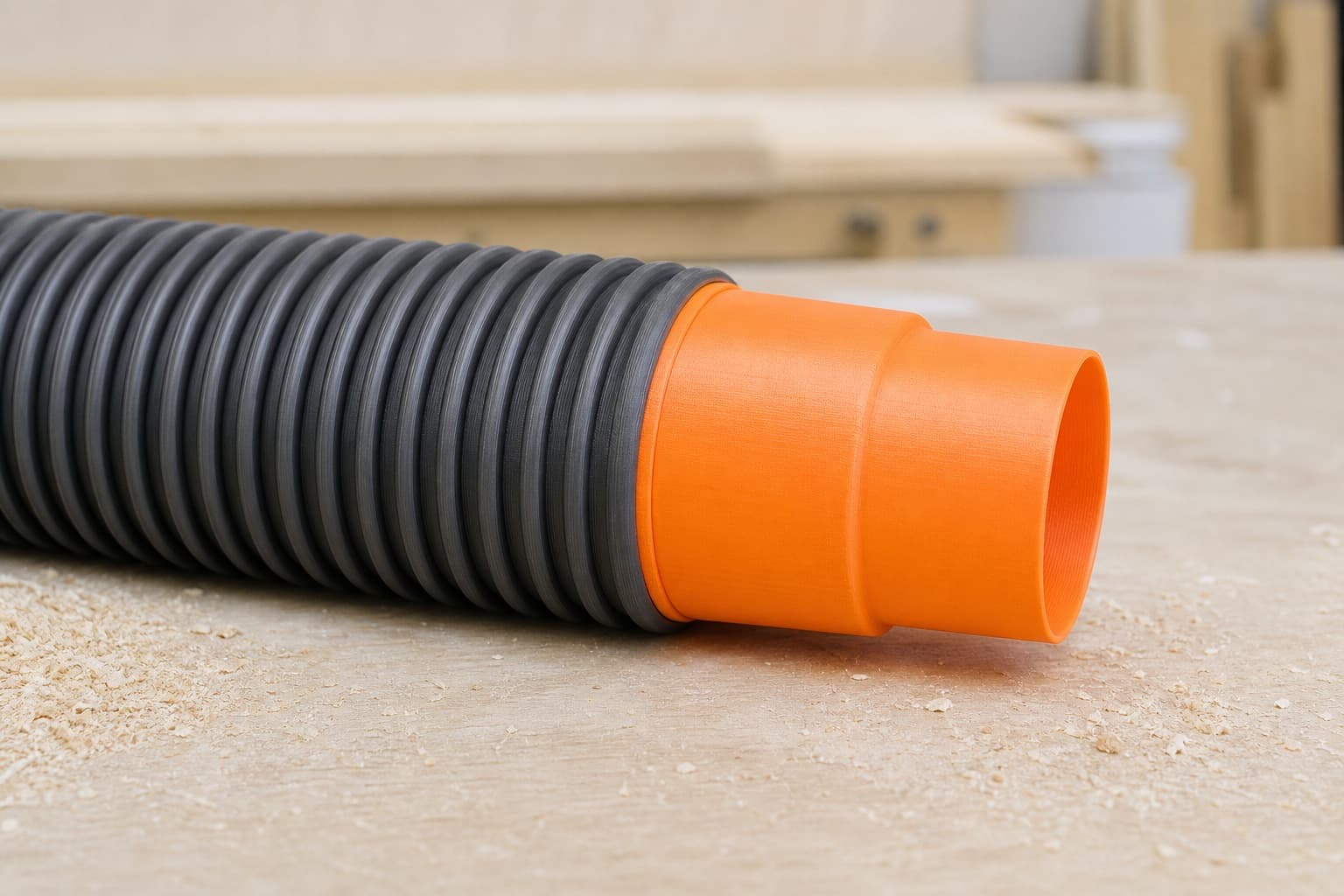 The 58862 dust adapter connected to a plain shop vac hose
