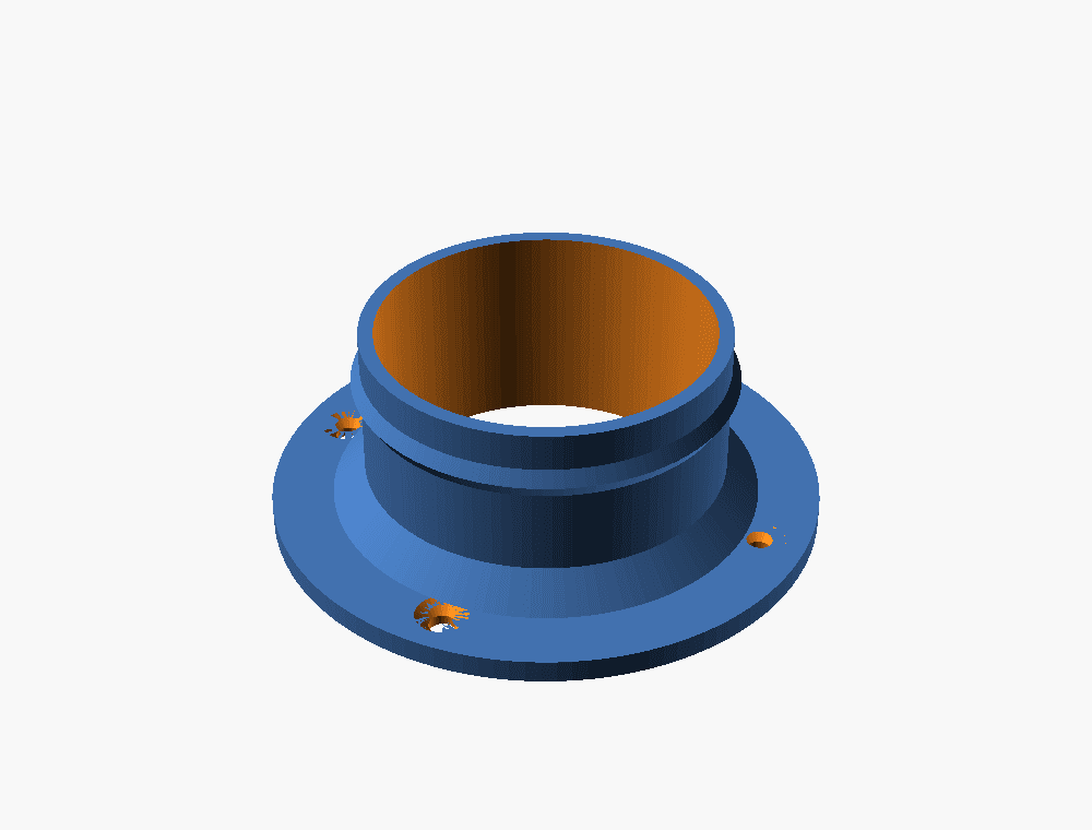 GulpDust bolt-on dust port flange, a round plate with four screw holes and a hose spigot