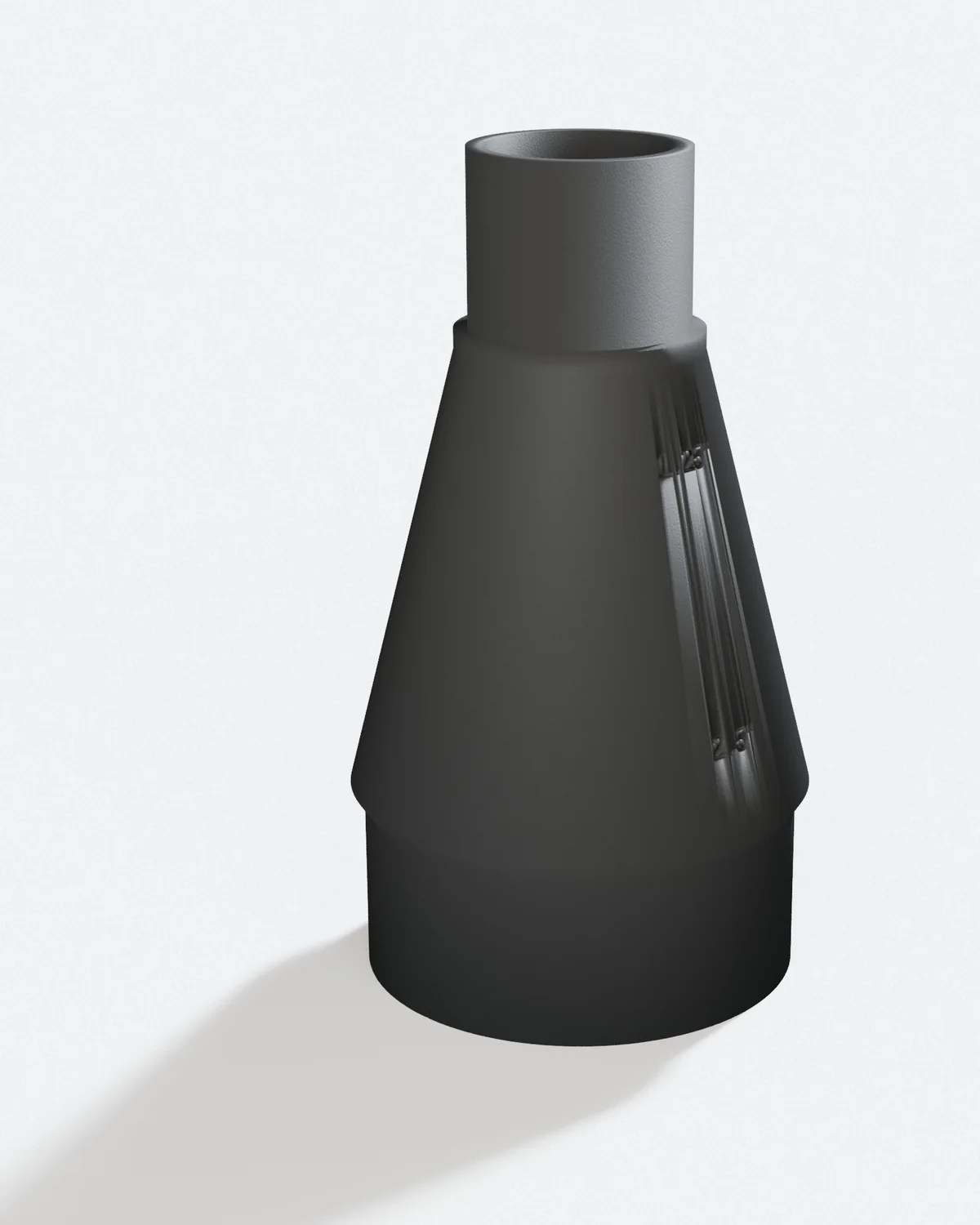 GulpDust PETG dust collection adapter, a 1.25 inch tool port stepping up to a 2.5 inch shop vac hose end, shown as a white studio render