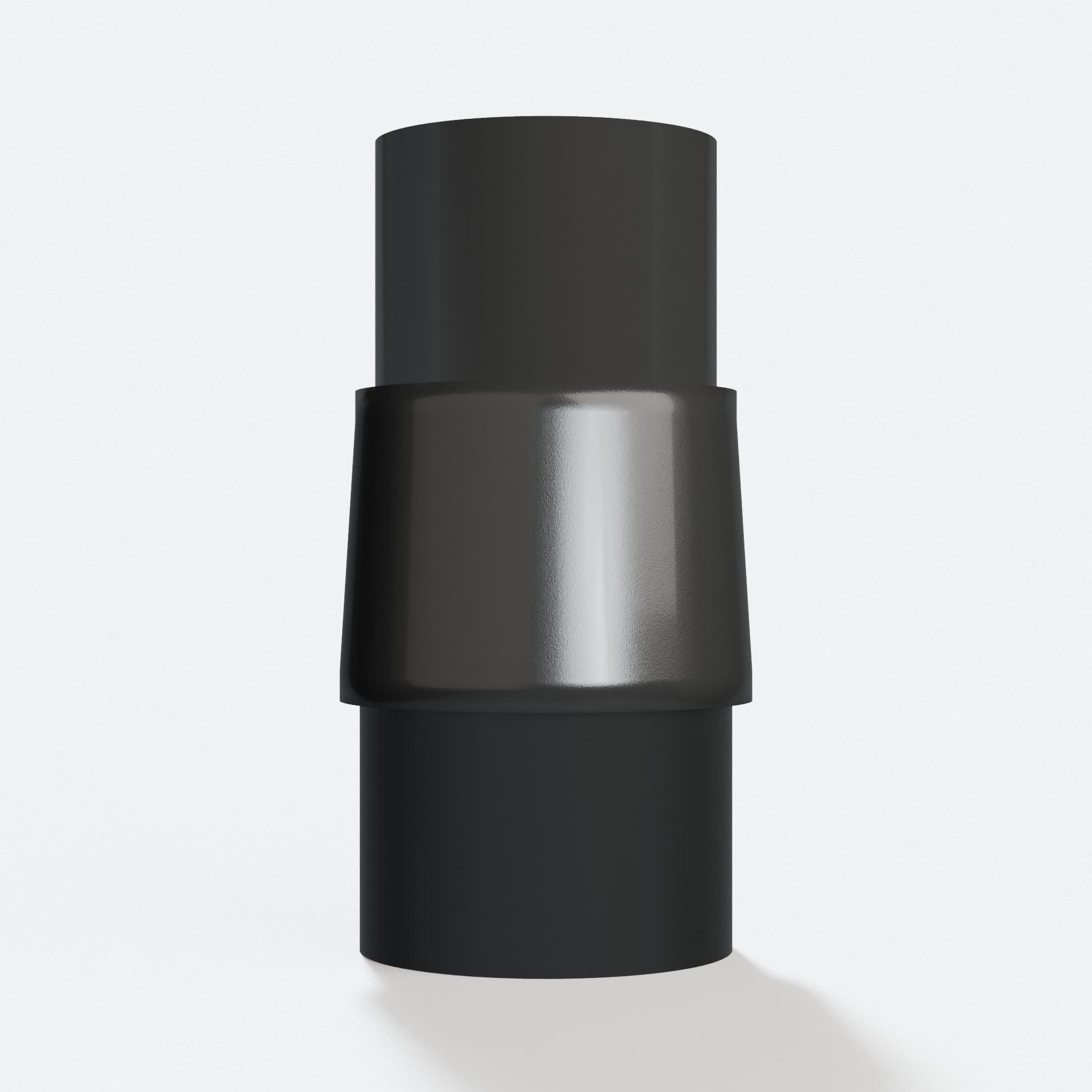 Adapter 35 mm to 38.1 mm, straight on view of the two openings