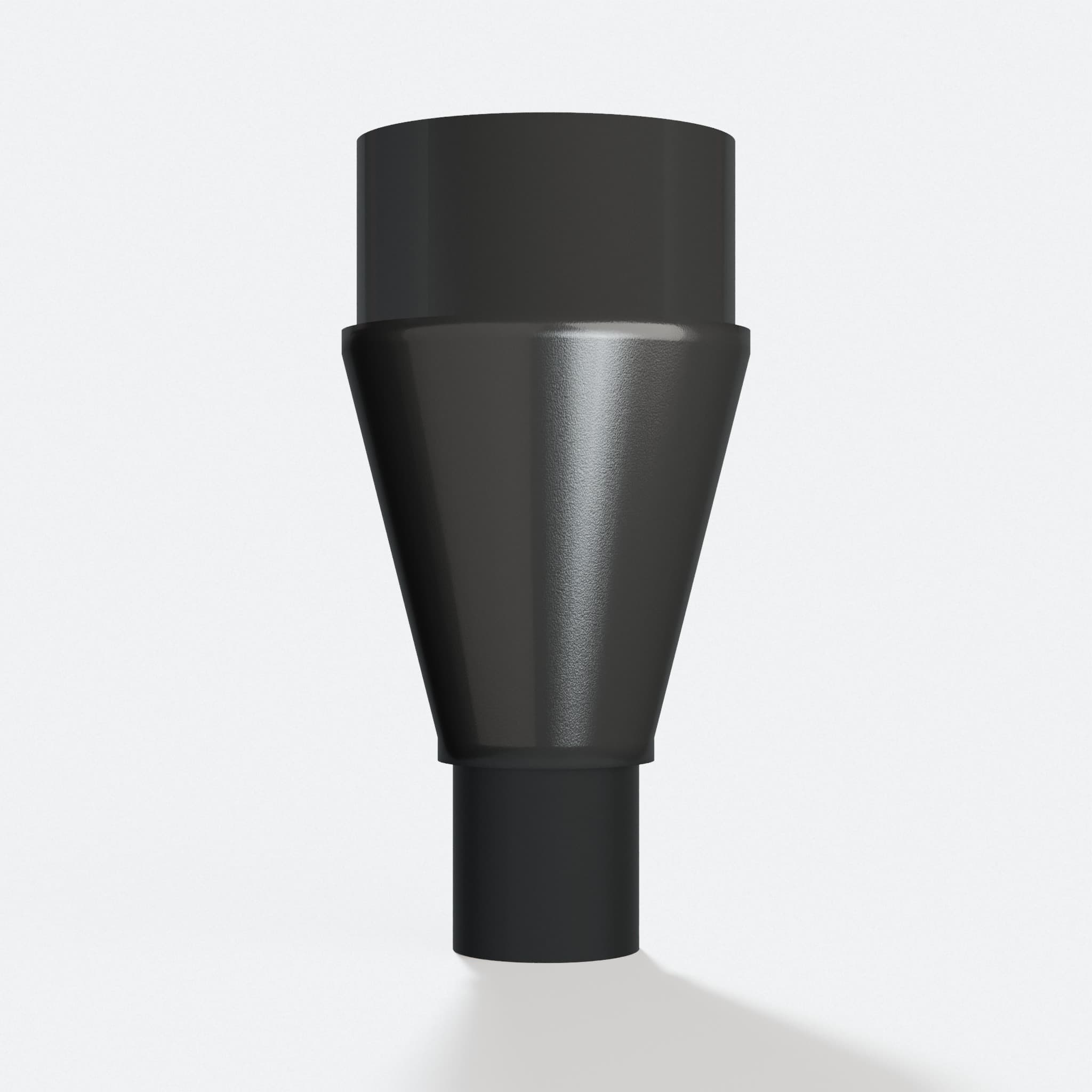Adapter 50.8 mm to 25.4 mm, straight on view of the two openings
