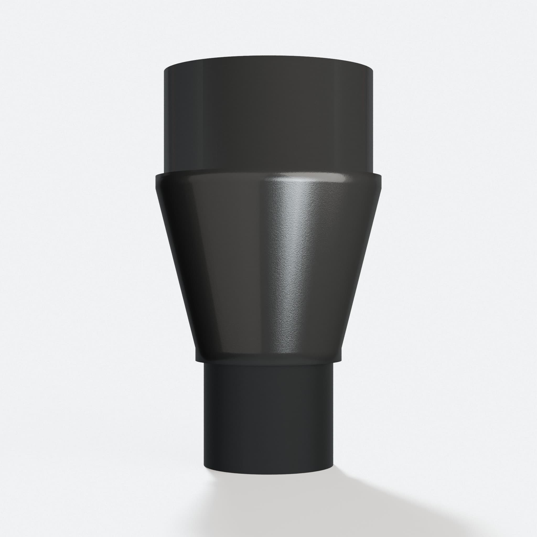Adapter 50.8 mm to 31.75 mm, straight on view of the two openings