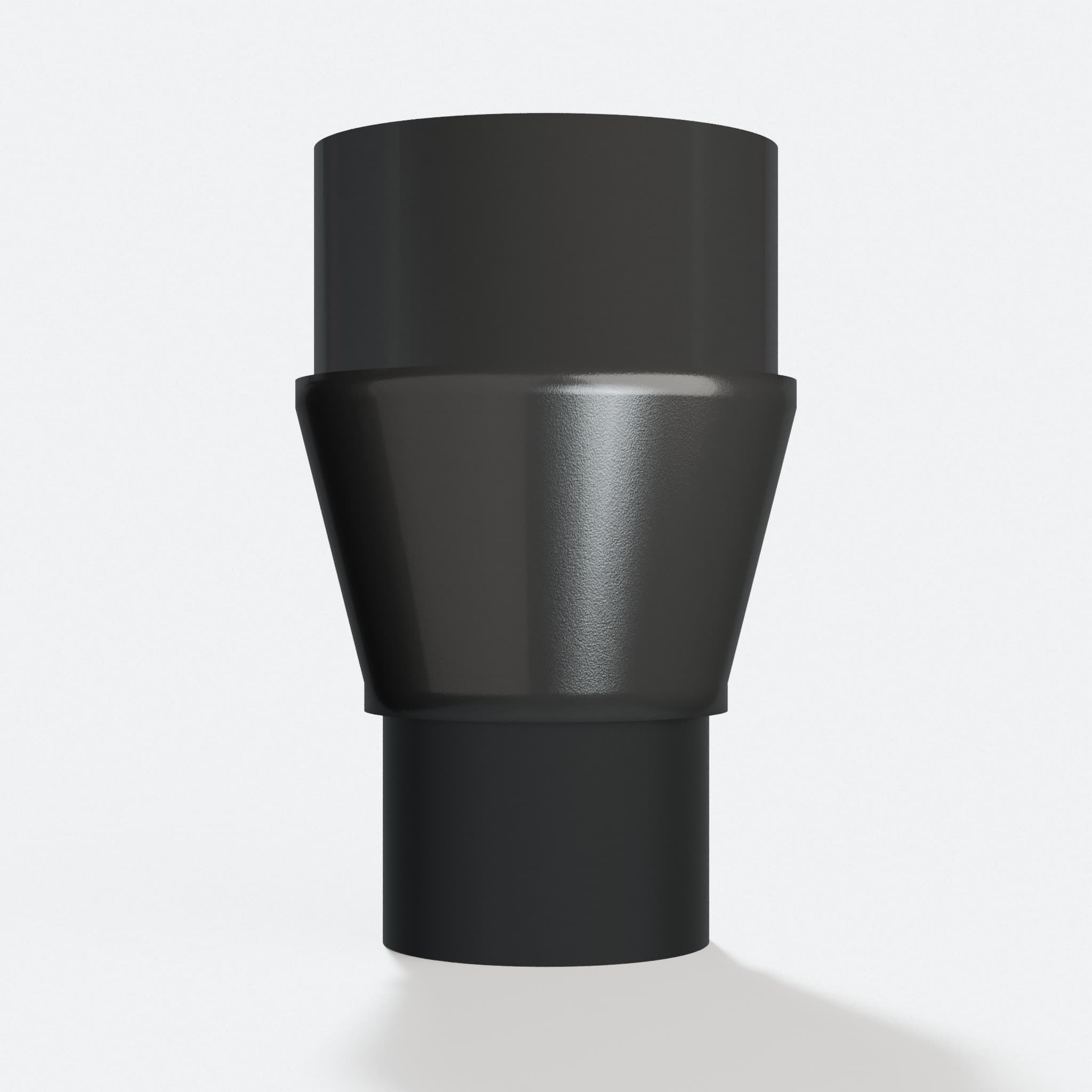 Adapter 50.8 mm to 36 mm, straight on view of the two openings