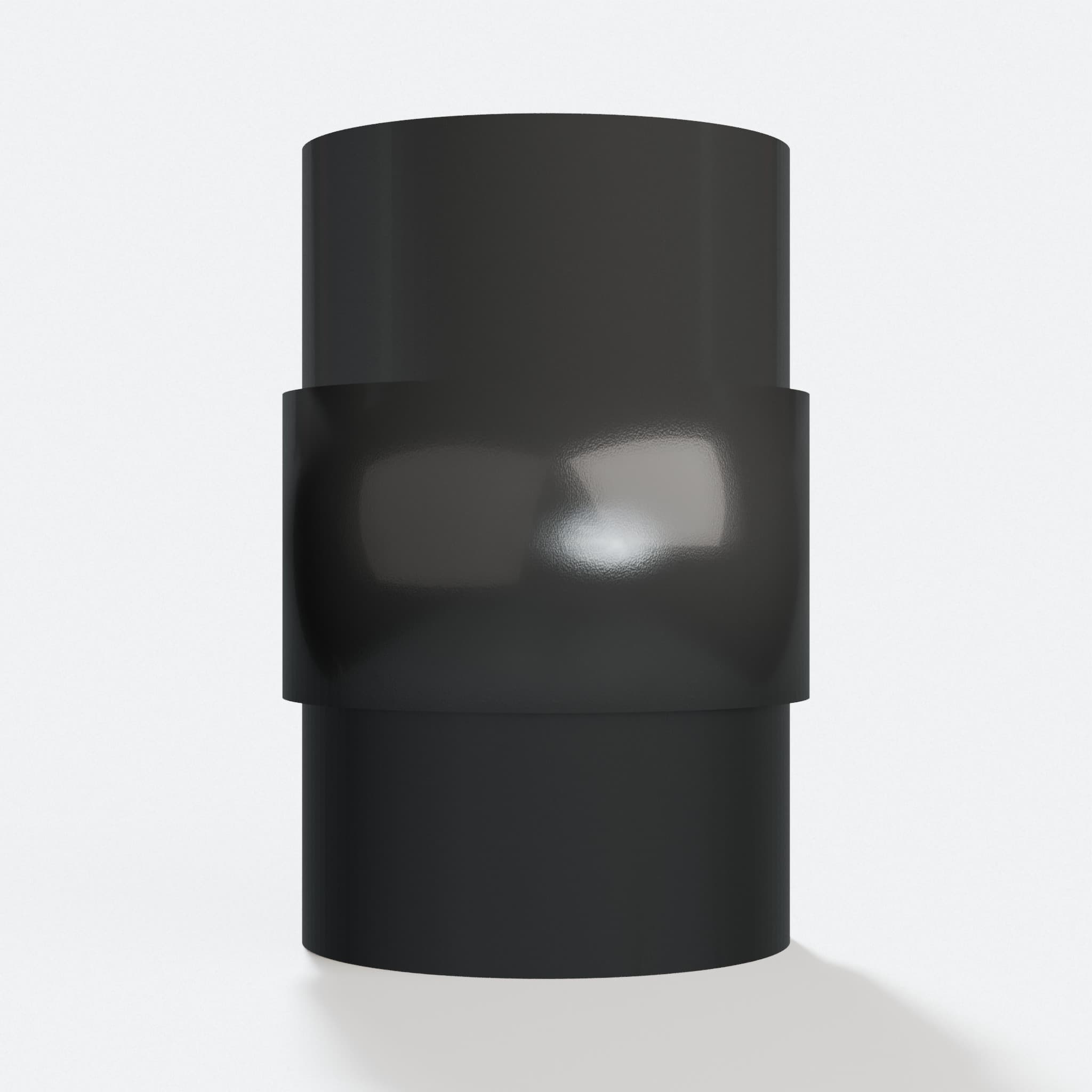 Adapter 50.8 mm to 50.8 mm, straight on view of the two openings