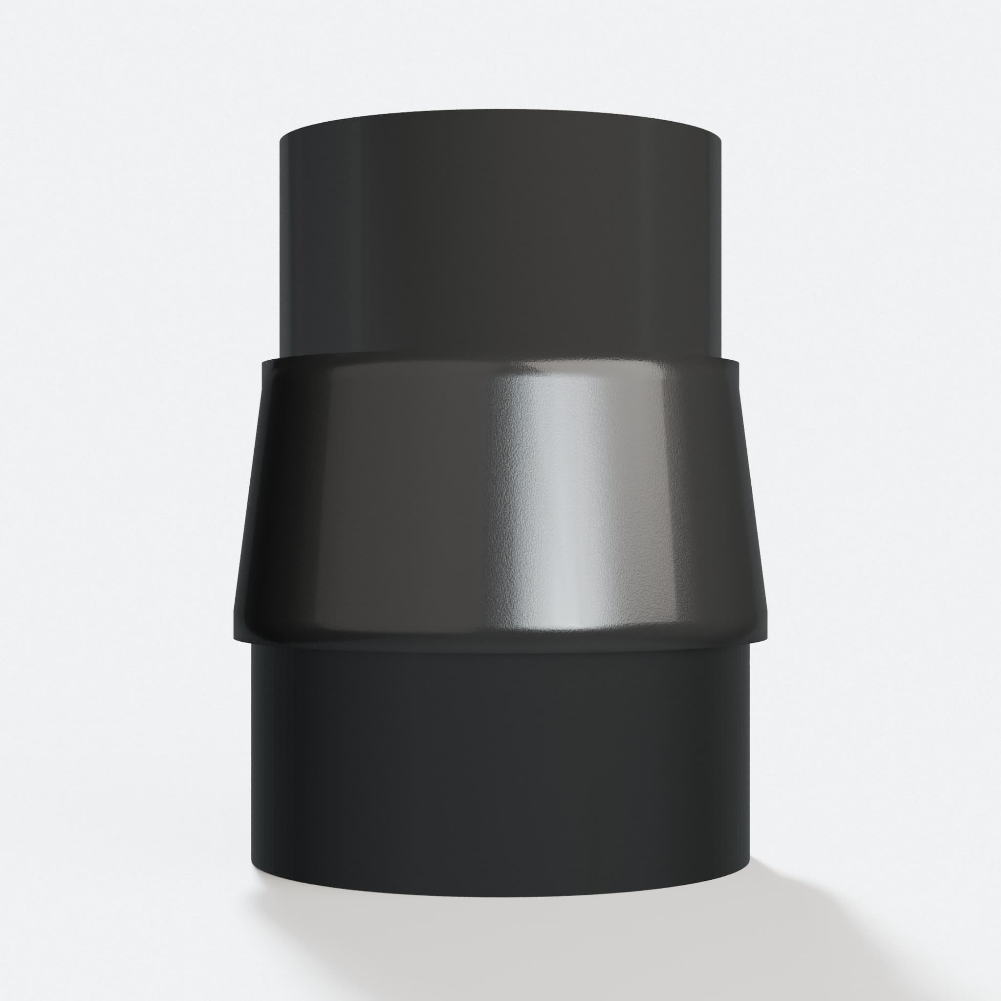 Adapter 50.8 mm to 57.15 mm, straight on view of the two openings