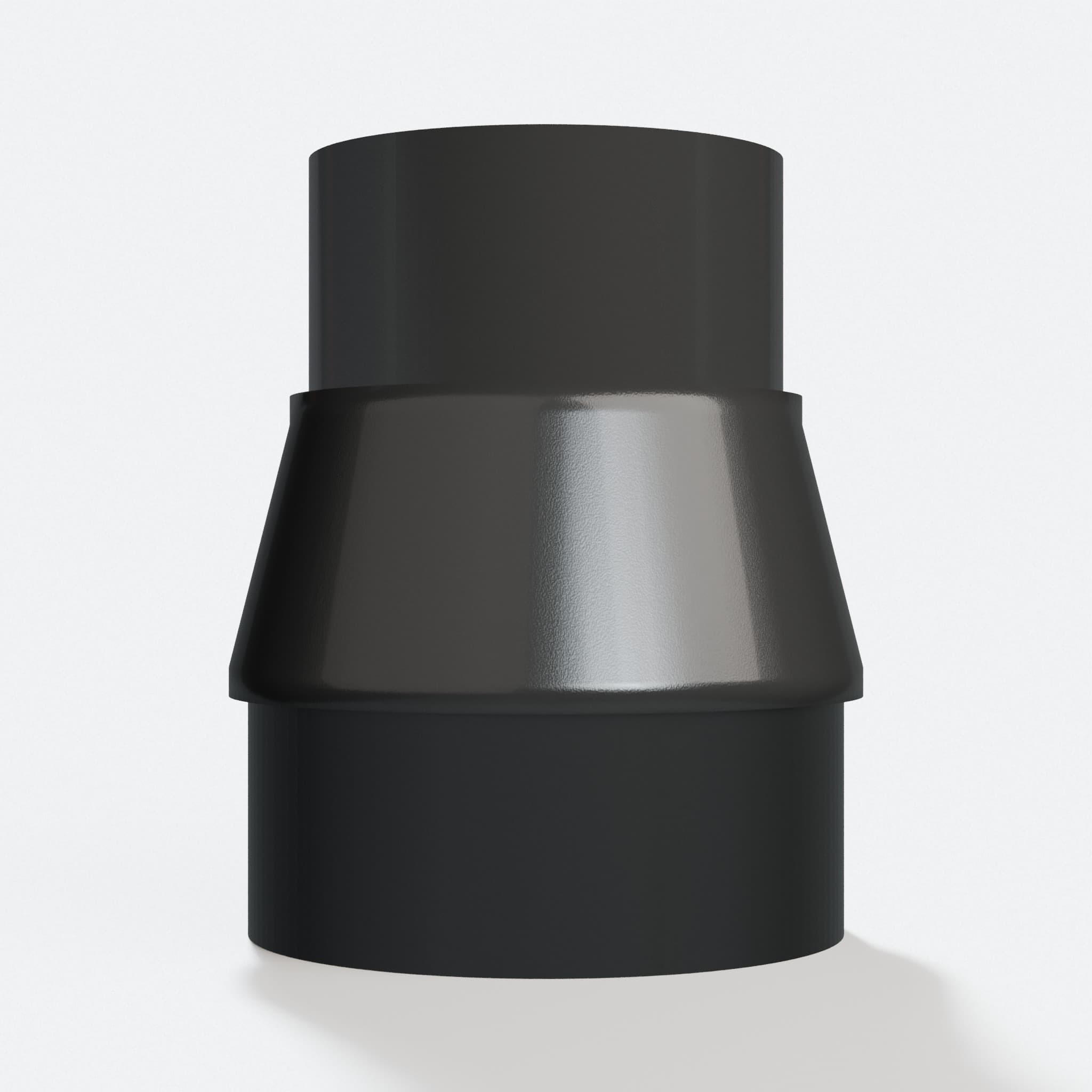 Adapter 50.8 mm to 63.5 mm, straight on view of the two openings